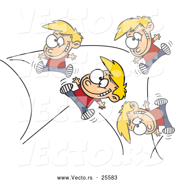 Vector of an Energetic Cartoon Boy Bouncing off the Walls