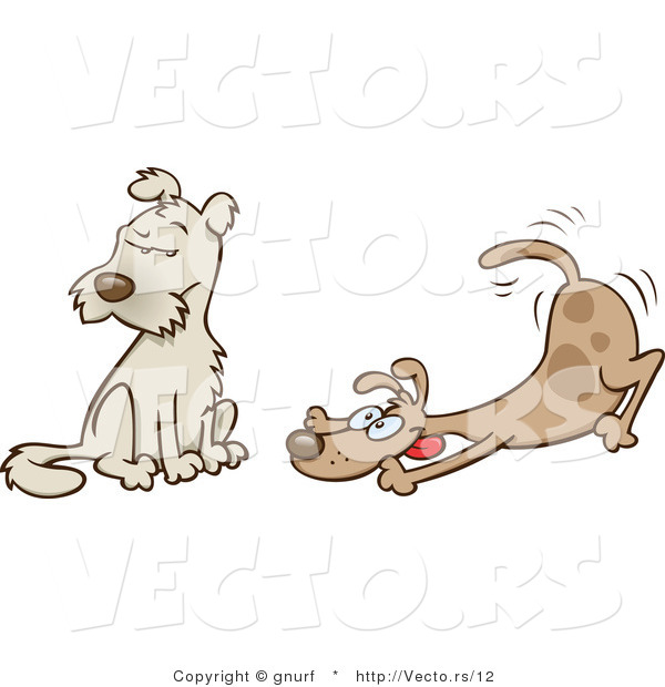 Vector of an Energetic Dog Beside an Obedient Dog
