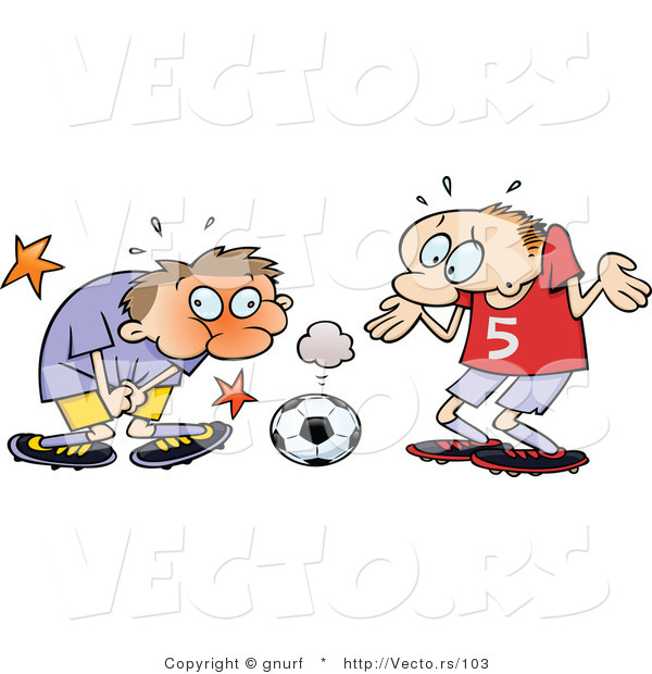 Vector of an Injured Cartoon Soccer Player Grabbing His Groin After a Hit by the Ball