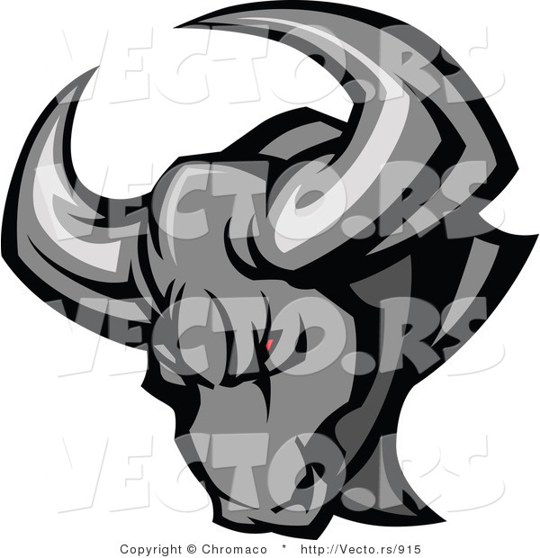 Vector of an Intimidating Bull with Red Eyed and Sharp Horns