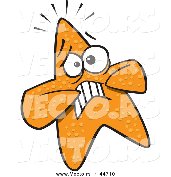 Vector of an Orange Starfish Looking Scared
