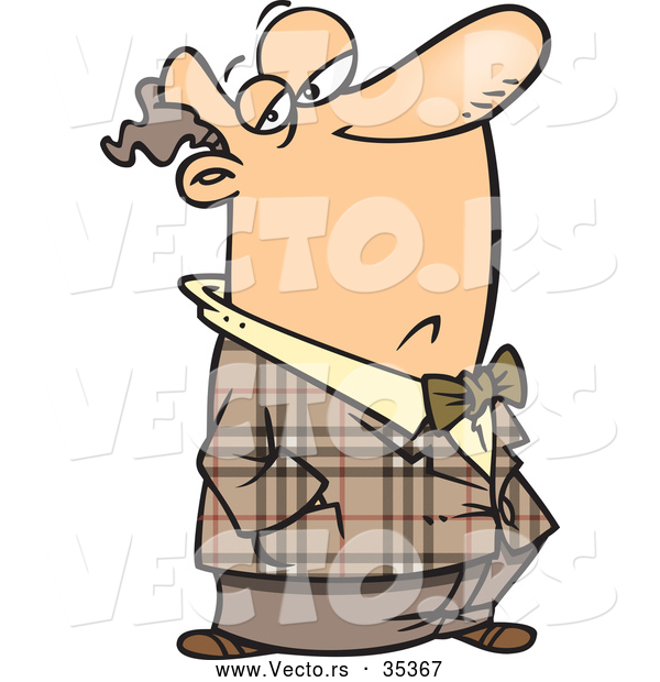 Vector of an Unhappy Snobbish Cartoon Man with His Nose in the Air