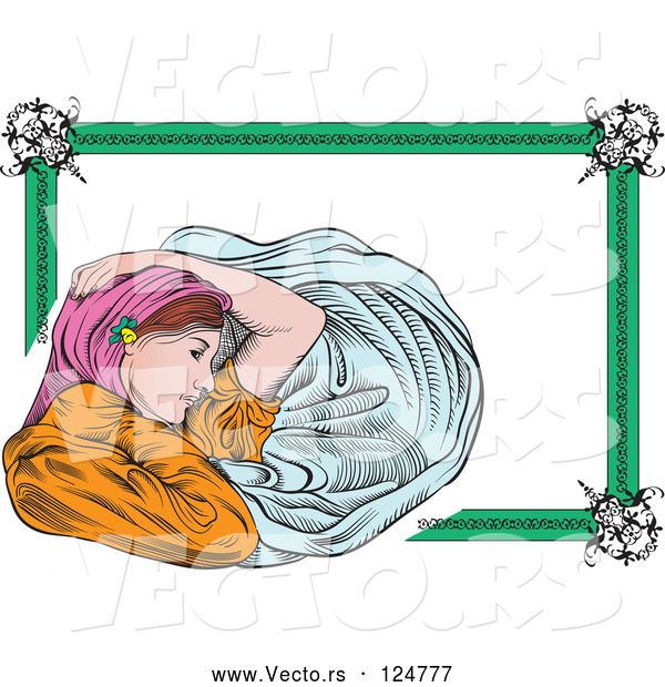 Vector of Art Deco Victorian Lady Frame