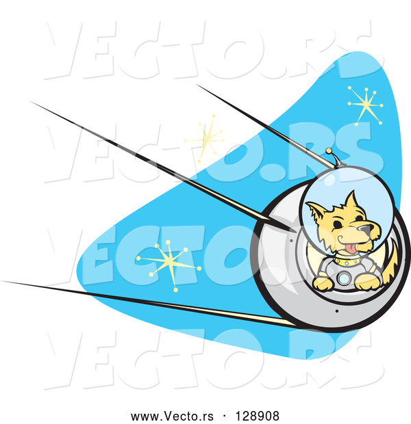 Vector of Astronaut Dpg Flying a Rocket in Outer Space