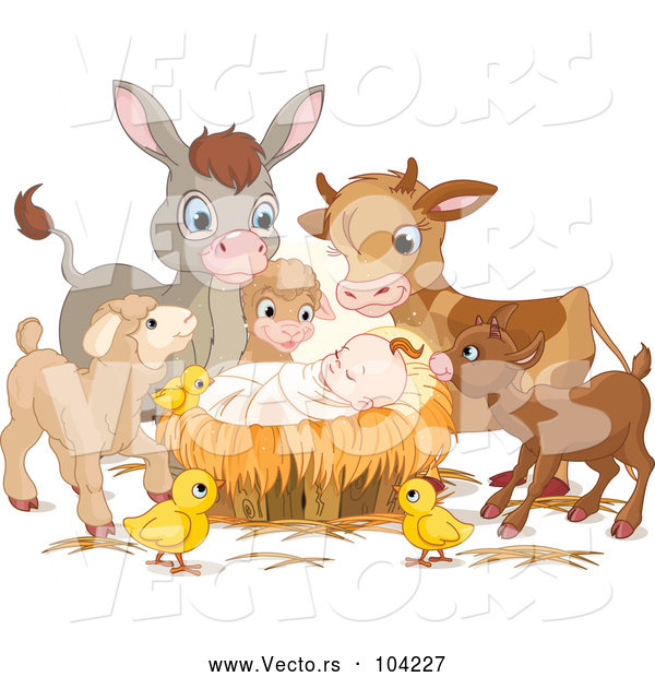 Vector of Baby Jesus Surrounded by Animals