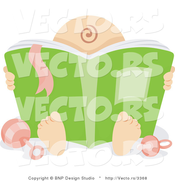 Vector of Baby Reading Big Book