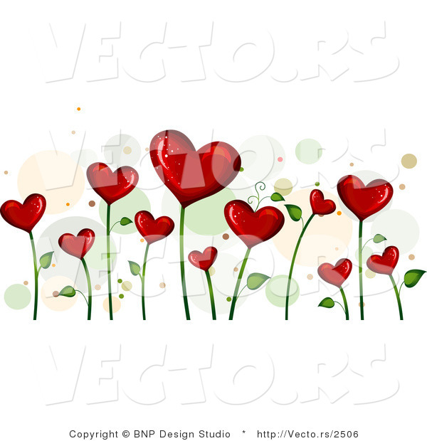 Vector of Background of Blooming Love Hearts over White Background Version 4