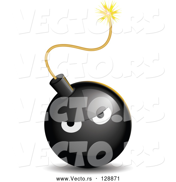 Vector of Bad Tempered Black Bomb with a Lit Fuse