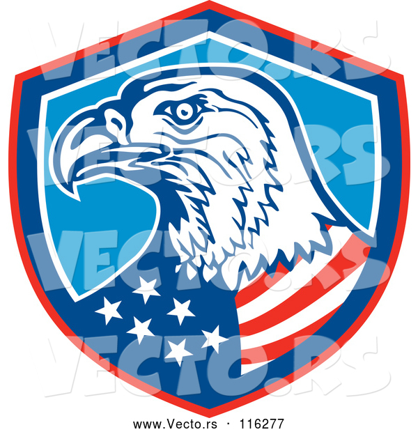 Vector of Bald Eagle American Flag in a Shield