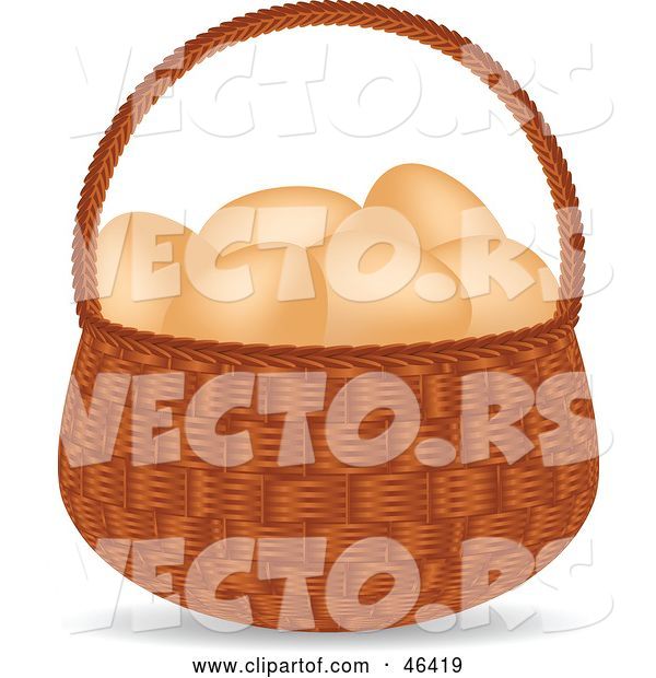 Vector of Basket Full of Organic and Free Range Brown Chicken Eggs
