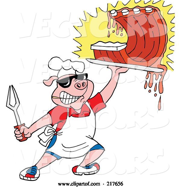Vector of Bbq Pig Carrying Dripping Ribs
