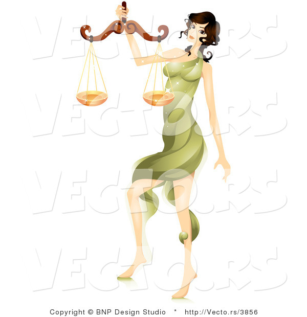 Vector of Beautiful Horoscope Libra Girl Carrying a Scale