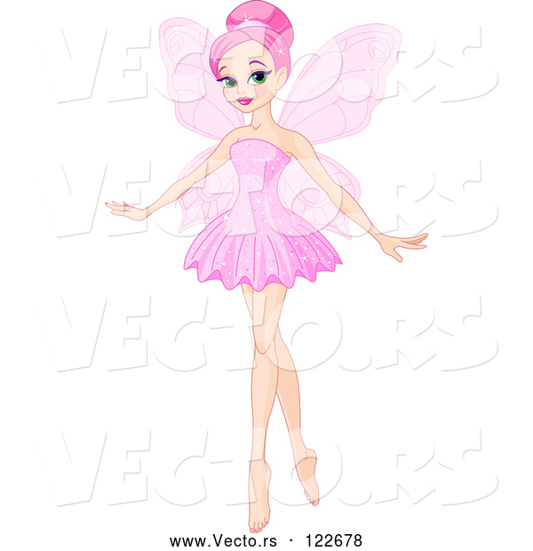 Vector of Beautiful Pink Haired Ballerina Fairy