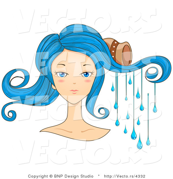 Vector of Beautiful Scorpio Girl's Face with Water Dripping from Her Hair