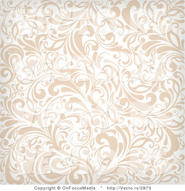 Vector of Beige and White Vines Background Pattern with Flourishes