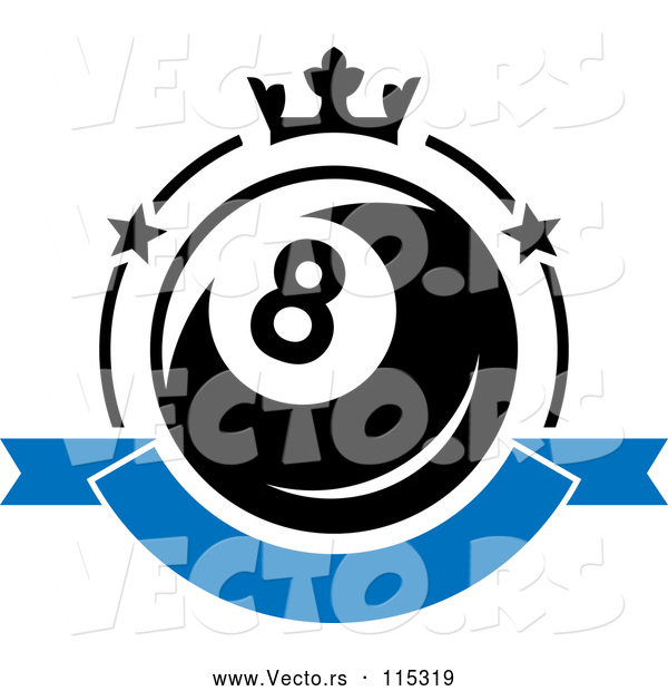 Vector of Billiards Eight Ball with a Crown and Banner
