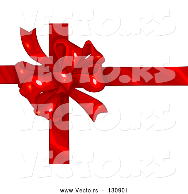 Vector of Birthday, Anniversary, Valentine's Day or Christmas Present Wrapped with a Red Ribbon and Bow over White