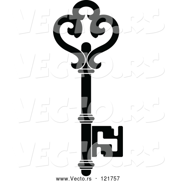Vector of Black and White Antique Skeleton Key 2