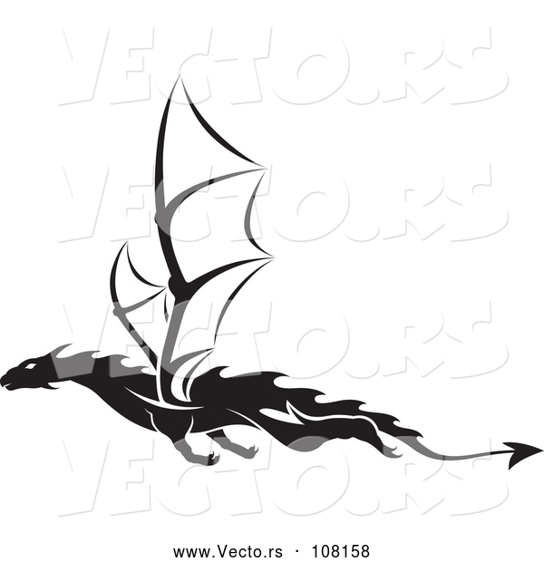 Vector of Black and White Dragon Tattoo Design