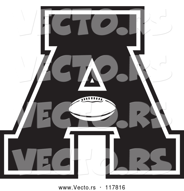 Vector of Black and White Football Letter a