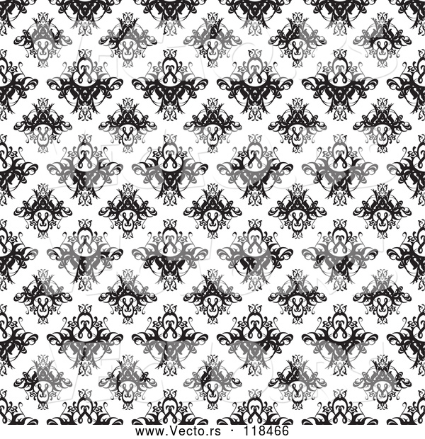 Vector of Black and White Seamless Damask Pattern