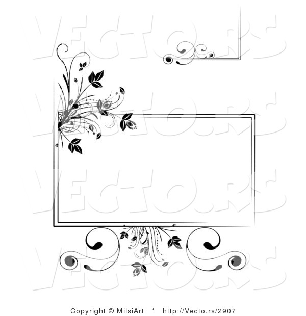 Vector of Black Floral Frames and Borders - Digital Collage