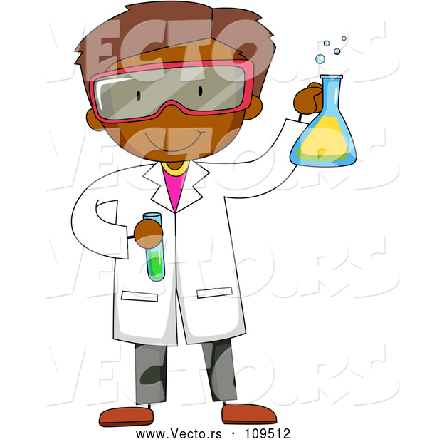 Vector of Black Male Scientist Holding a Flask and Test Tube