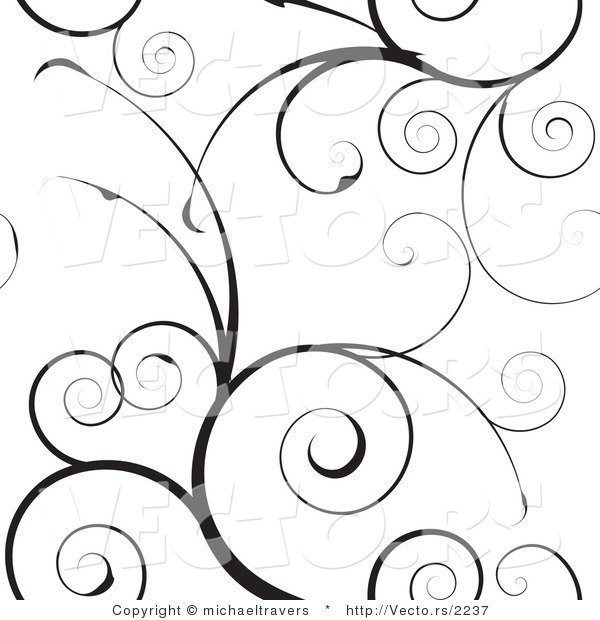 Vector of Black Swirly Vines Background Pattern Design