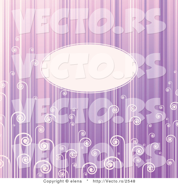 Vector of Blank Oval Copyspace Background with Light Purple Stripes and Swirls
