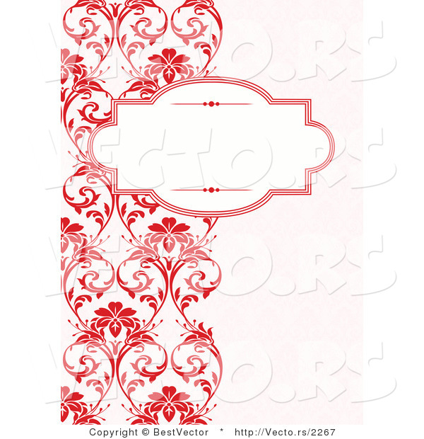 Vector of Blank Text Box over Left Border Designed with Red Vines
