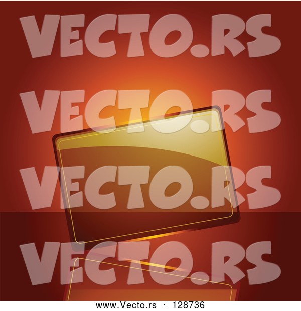 Vector of Blank Transparent Glass Plaque on an Orange Background