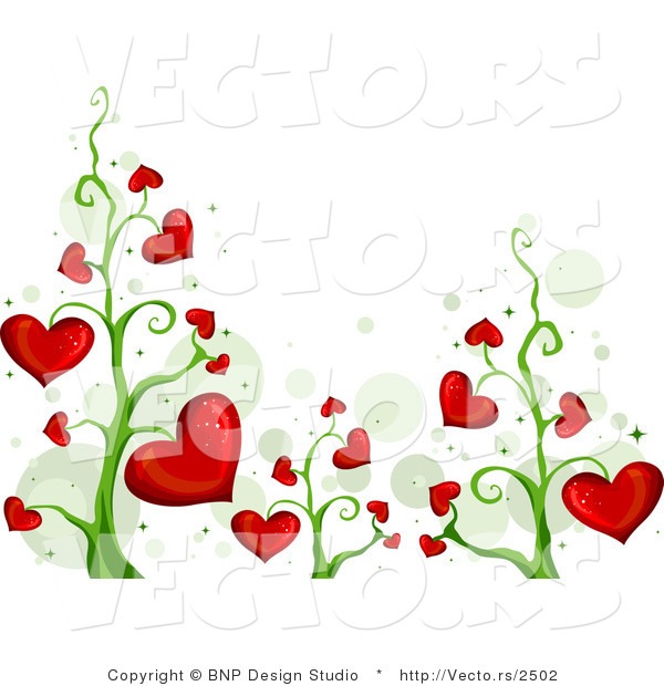 Vector of Blooming Red Love Heart Vines Background Border Design