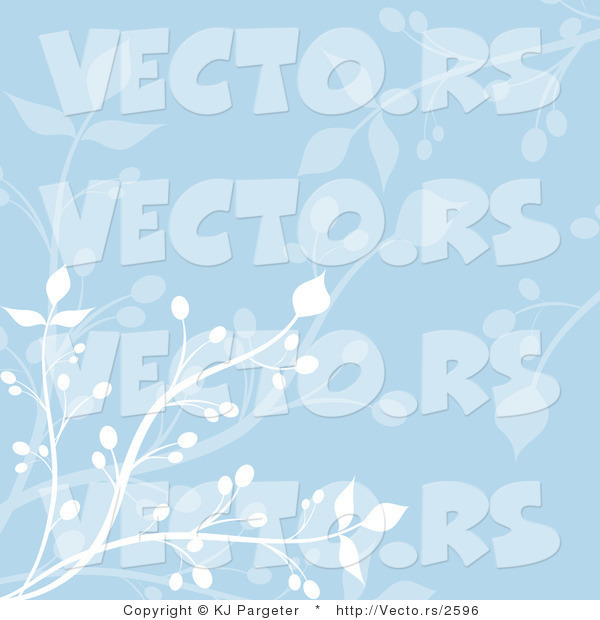 Vector of Blue Floral Vines Background Design with White Branches