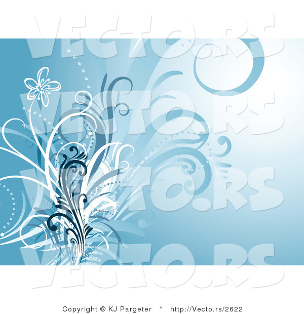 Vector of Blue Floral Vines Invitation Background