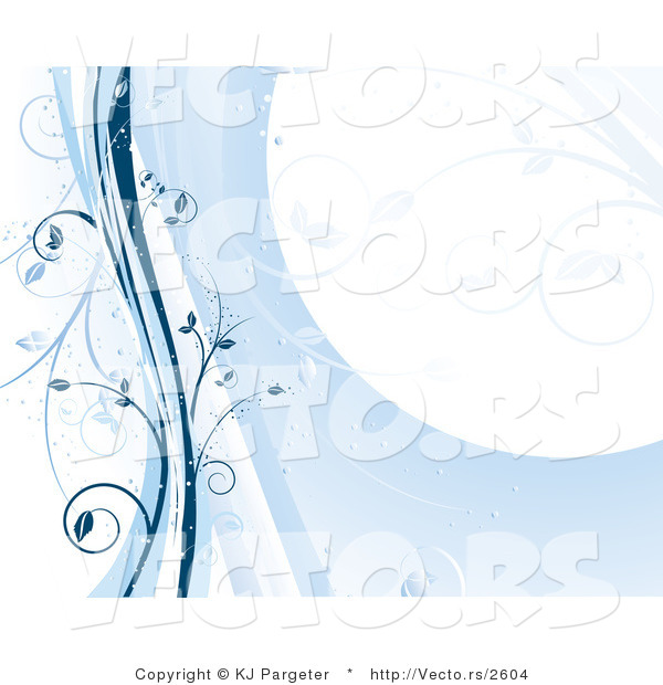 Vector of Blue Floral Vines Stationary Background