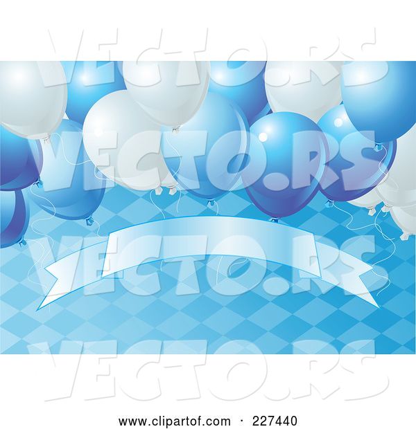 Vector of Blue Oktoberfest Background of a Diamond Pattern, Balloons and a Blank Banner - 2