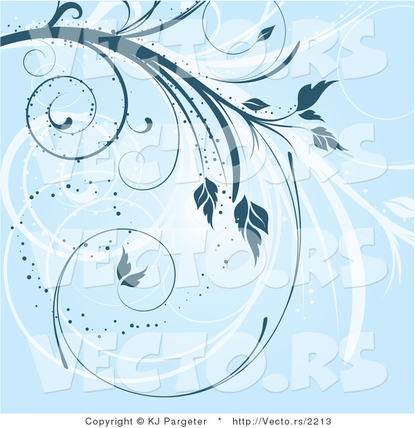 Vector of Blue Swirling Floral Vines Background