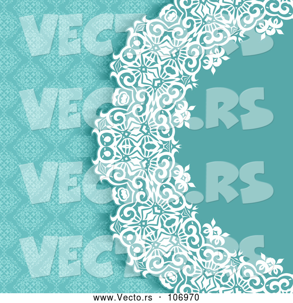 Vector of Blue White and Turquoise Damask Floral Wedding Invitation Background