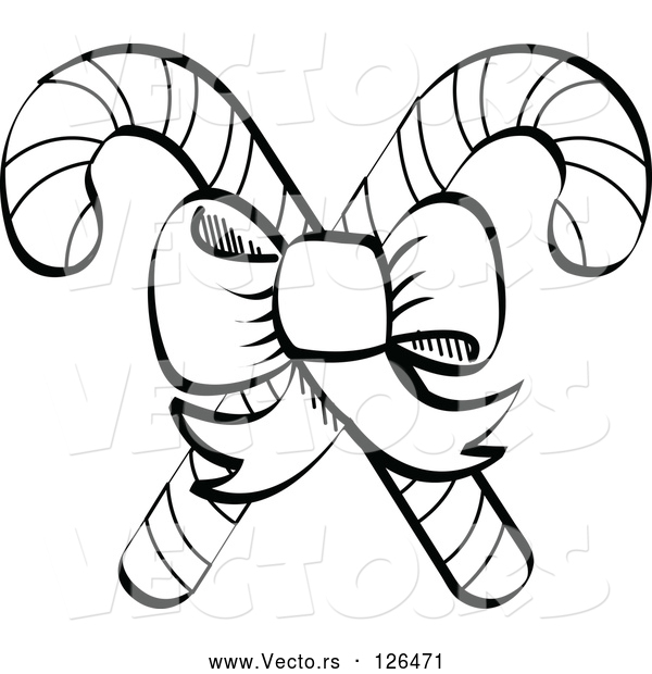 Vector of Bow Tying Together Two Christmas Candy Canes