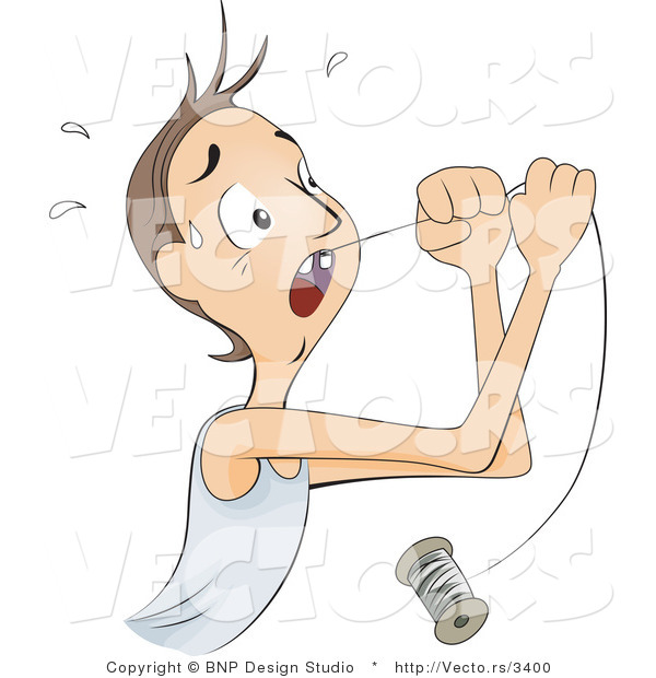 Vector of Boy Pulling Loose Tooth out with a String