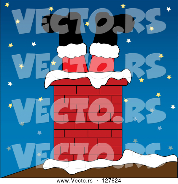 Vector of Brick Chimney on a Snowy Night