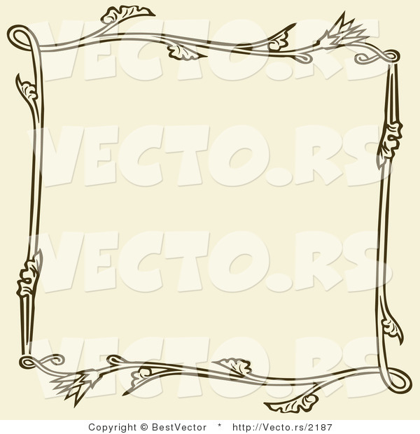 Vector of Brown Floral Frame over Beige Background