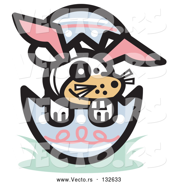 Vector of Buck Toothed Dog Wearing Bunny Ears in an Easter Egg