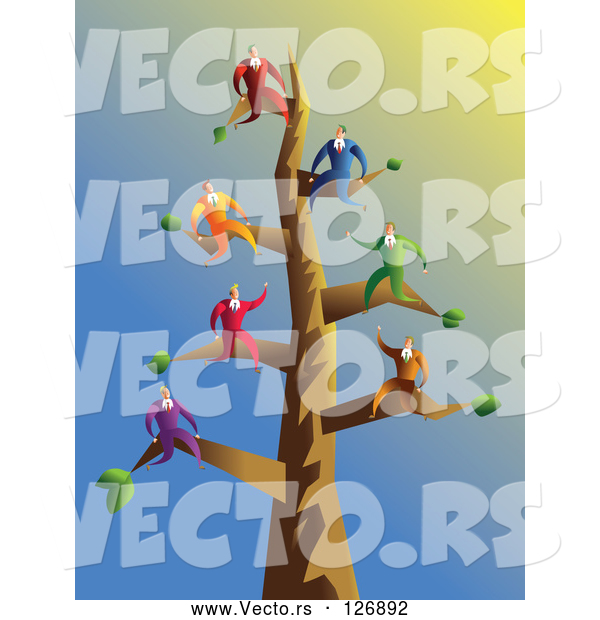 Vector of Businessmen on Tree Branches