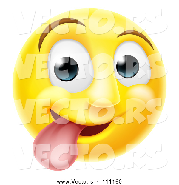 Vector of Cartoon 3d Silly Yellow Smiley Emoji Emoticon Face Sticking His Tongue out