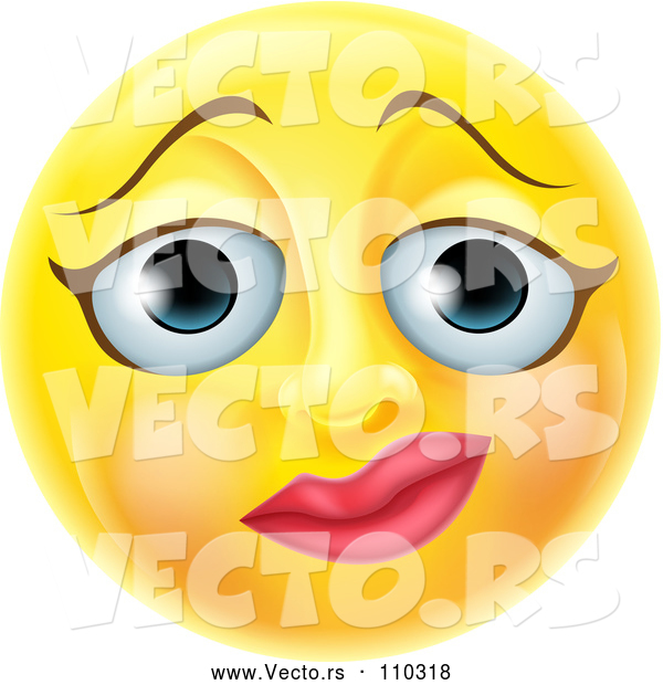 Vector of Cartoon 3d Yellow Female Smiley Emoji Emoticon Face with a Nervous Expression