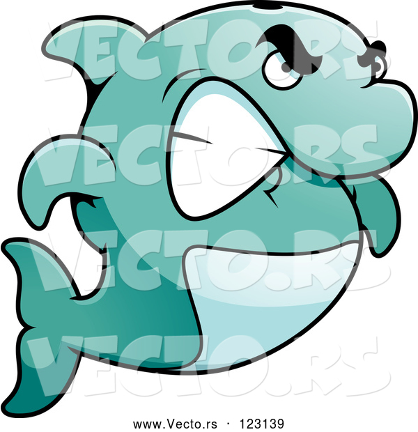 Vector of Cartoon Angry Dolphin Gritting His Teeth