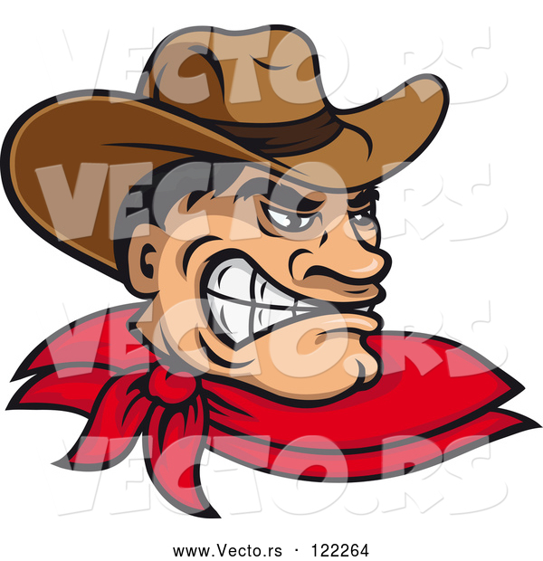 Vector of Cartoon Angry Wild West Cowboy