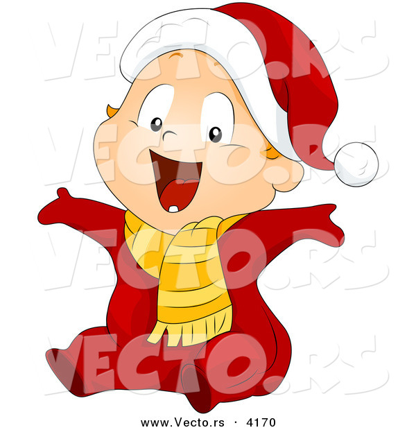 Vector of Cartoon Baby Boy Wearing a Santa Suit