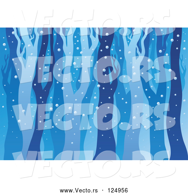 Vector of Cartoon Background of Bare Tree Trunks in the Woods